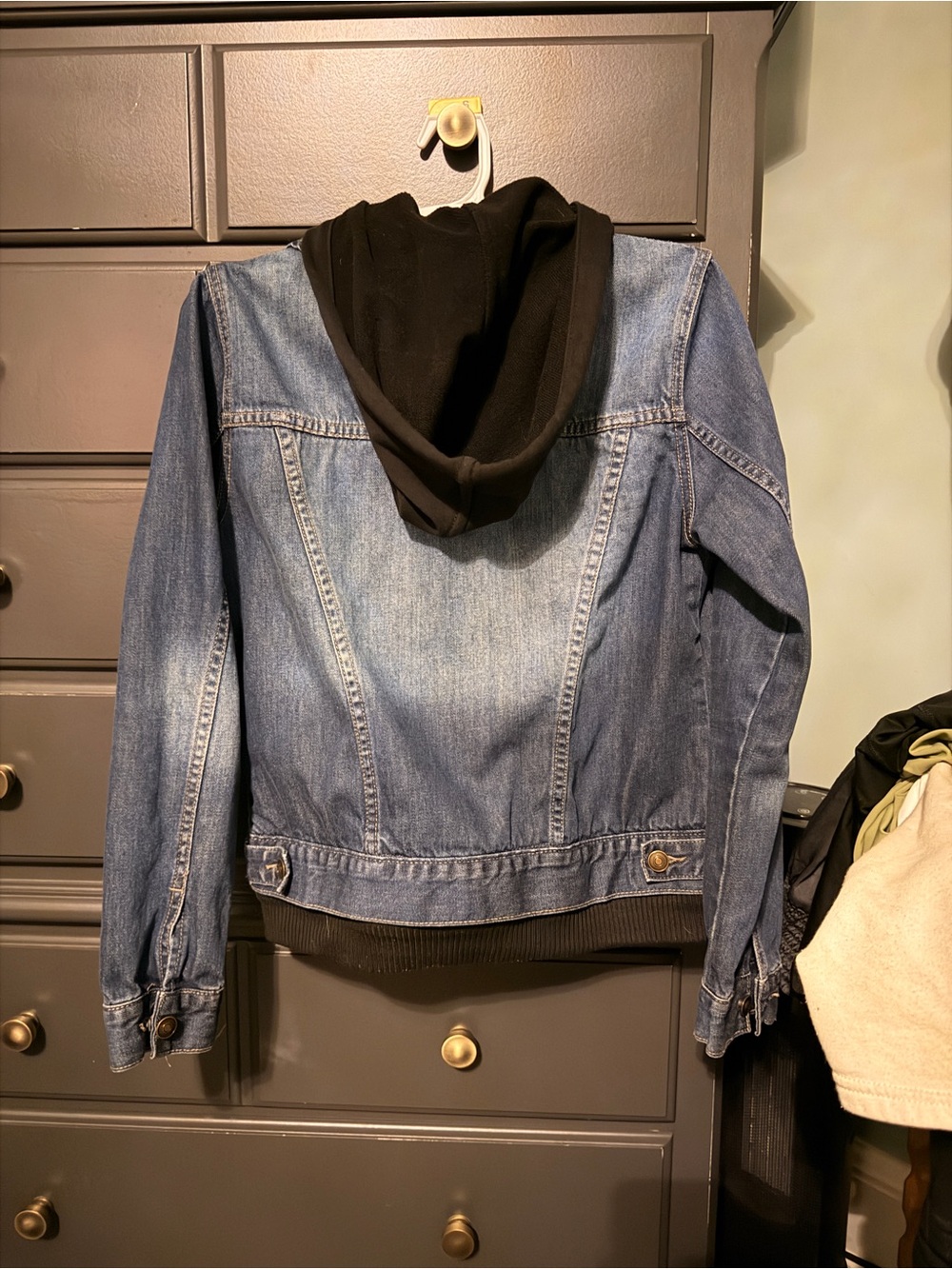 Forever 21 Blue Denim Jacket with Black Hood